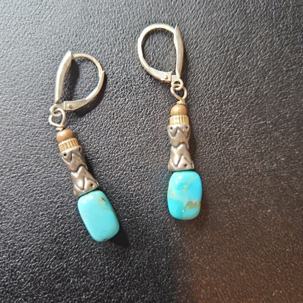 Turquoise and Silver Dangle Earrings